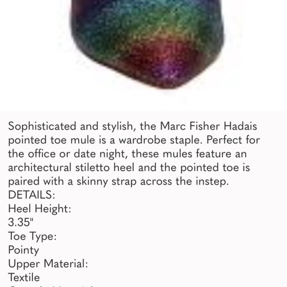 Marc Fisher Hadais 2 multicolor glitzy metallic rainbow mule heels - Picture 10 of 10